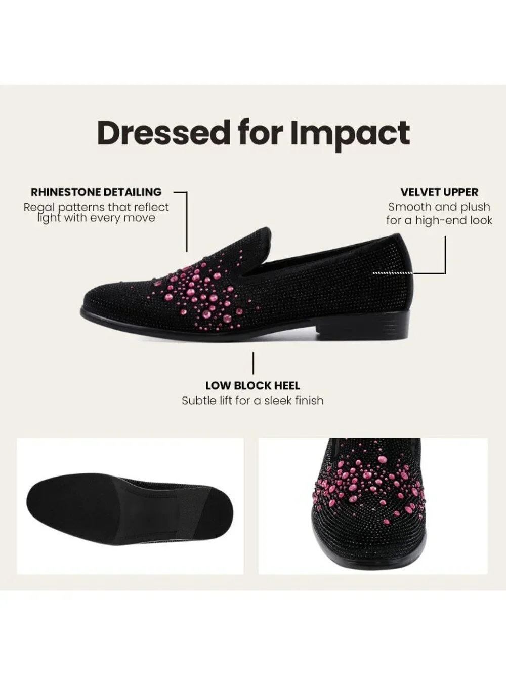 Amali Men's Black Pink Velvet Tuxedo Loafers Slip On Formal Wedding Dress Shoes